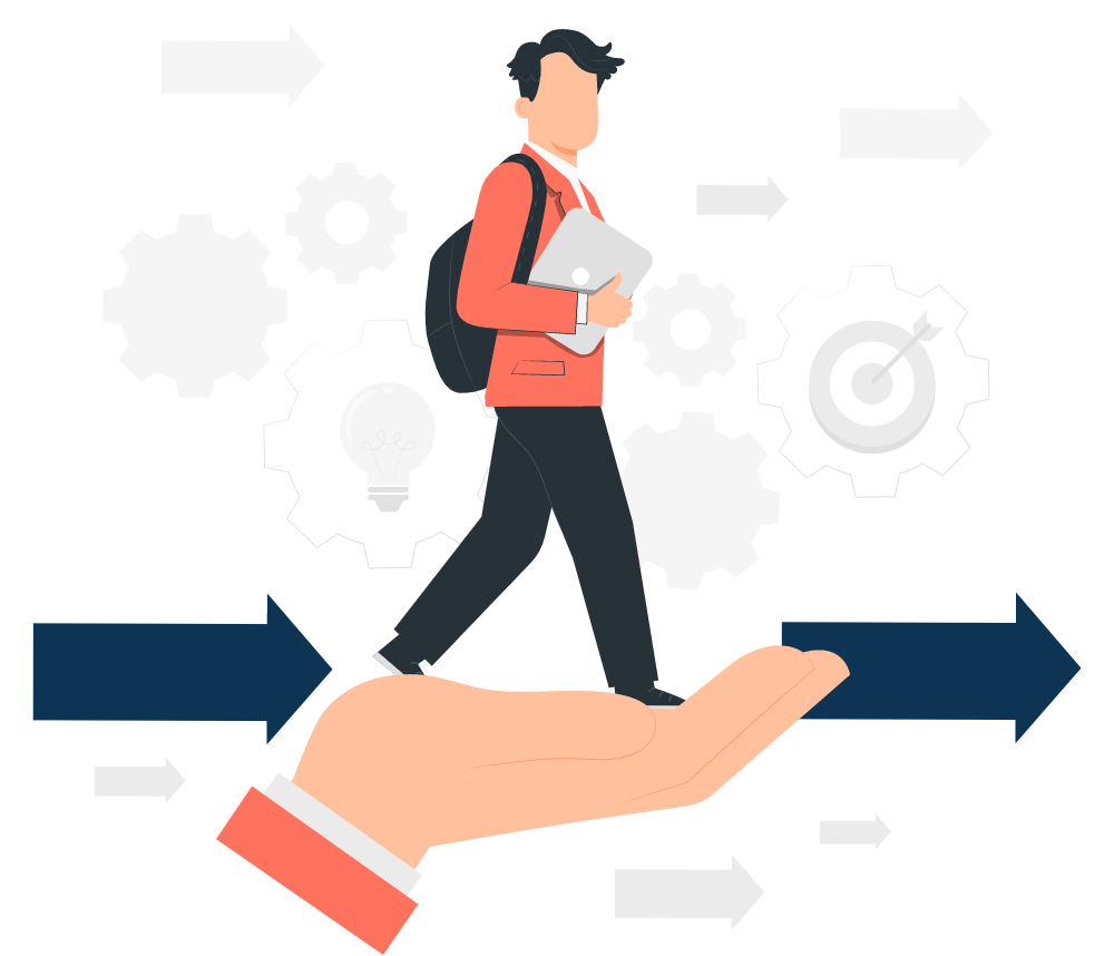 A student graduating and stepping into a professional career